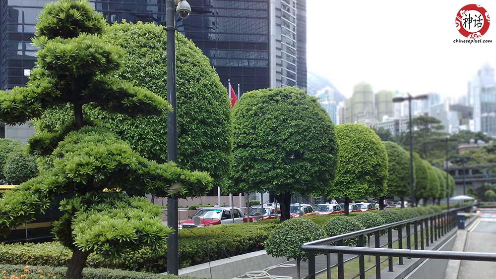 Behind the Bank of China Tower